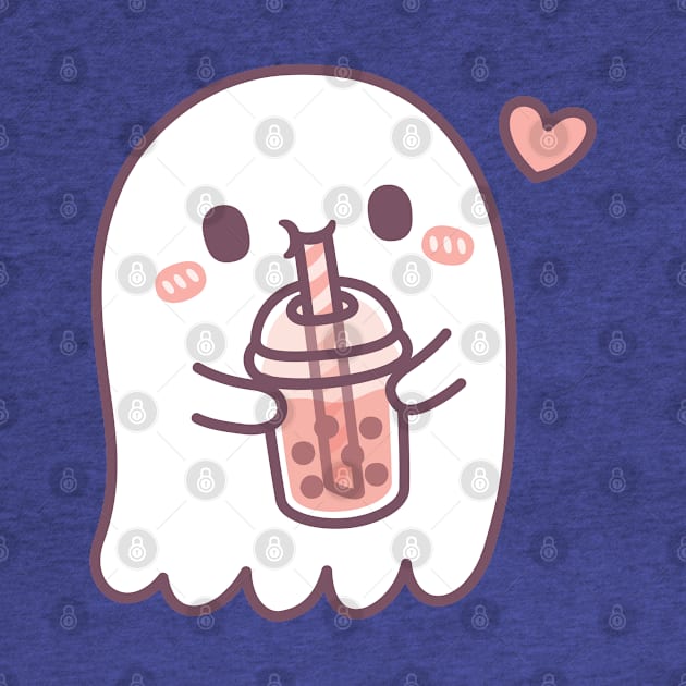 Cute Ghost Loves Boba Tea by rustydoodle